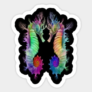 Colorful Rainbow Ocean Seahorse Design Sticker